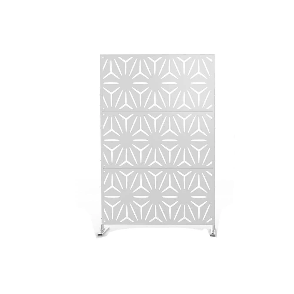 Budget ❤️ 6.5 ft. H x 4 ft. W Laser Cut Metal Privacy Screen in White, 3 panels by Unbranded ⌛ 3 Budget ❤️ 6.5 ft. H x 4 ft. W Laser Cut Metal Privacy Screen in White, 3 panels by Unbranded ⌛