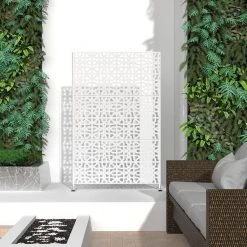 Deals 🥰 6.5 ft. H x 4 ft. W Laser Cut Metal Privacy Screen in White, 3 panels by Unbranded ✔️ -Cheap Fence Gates Plus Store white outdoor privacy screens byy527 15 4f 1000