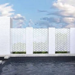 Top 10 🎉 6.33 ft. H x 3.93 ft. W Laser Cut Metal Privacy Screen in White, 3 panels by Unbranded 🧨 -Cheap Fence Gates Plus Store white outdoor privacy screens byy527 3 4f 1000