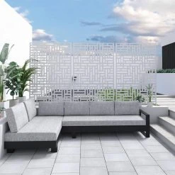 Flash Sale โ๏ธ 6.33 ft. H x 3.93 ft. W Laser Cut Metal Privacy Screen in White, 3 panels by Unbranded ๐ฏ 7 Flash Sale โ๏ธ 6.33 ft. H x 3.93 ft. W Laser Cut Metal Privacy Screen in White, 3 panels by Unbranded ๐ฏ -Cheap Fence Gates Plus Store white outdoor privacy screens byy527 6 c3 1000