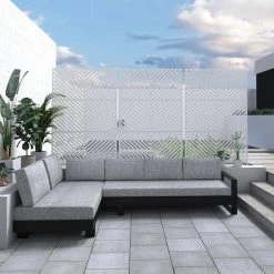 Promo ⌛ 6.5 ft. H x 4 ft. W Outdoor Laser Cut Metal Privacy Screen, 24 in. x 48 in. x 3 panels, white by Unbranded 😍 -Cheap Fence Gates Plus Store white outdoor privacy screens byy722 4 4f 1000