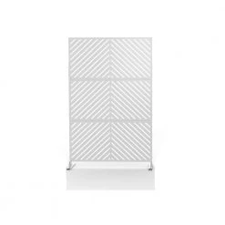 Promo ⌛ 6.5 ft. H x 4 ft. W Outdoor Laser Cut Metal Privacy Screen, 24 in. x 48 in. x 3 panels, white by Unbranded 😍