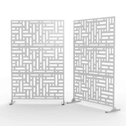 Discount 😀 6.33 ft. H x 3.93 ft. W Outdoor Metal Privacy Screen in White by Flynama 👍
