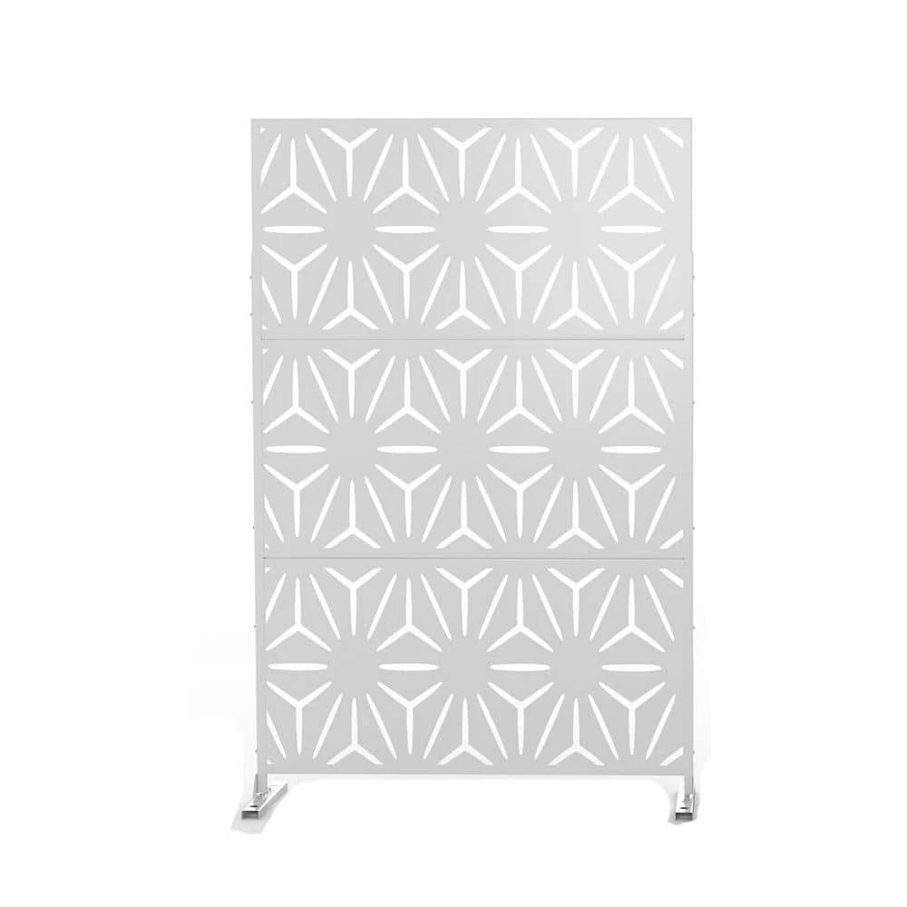 Promo 🔔 6.5 ft. H x 4 ft. W White Laser Cut Metal Privacy Screen 3-Panels by Unbranded ⭐ 3 Promo 🔔 6.5 ft. H x 4 ft. W White Laser Cut Metal Privacy Screen 3-Panels by Unbranded ⭐