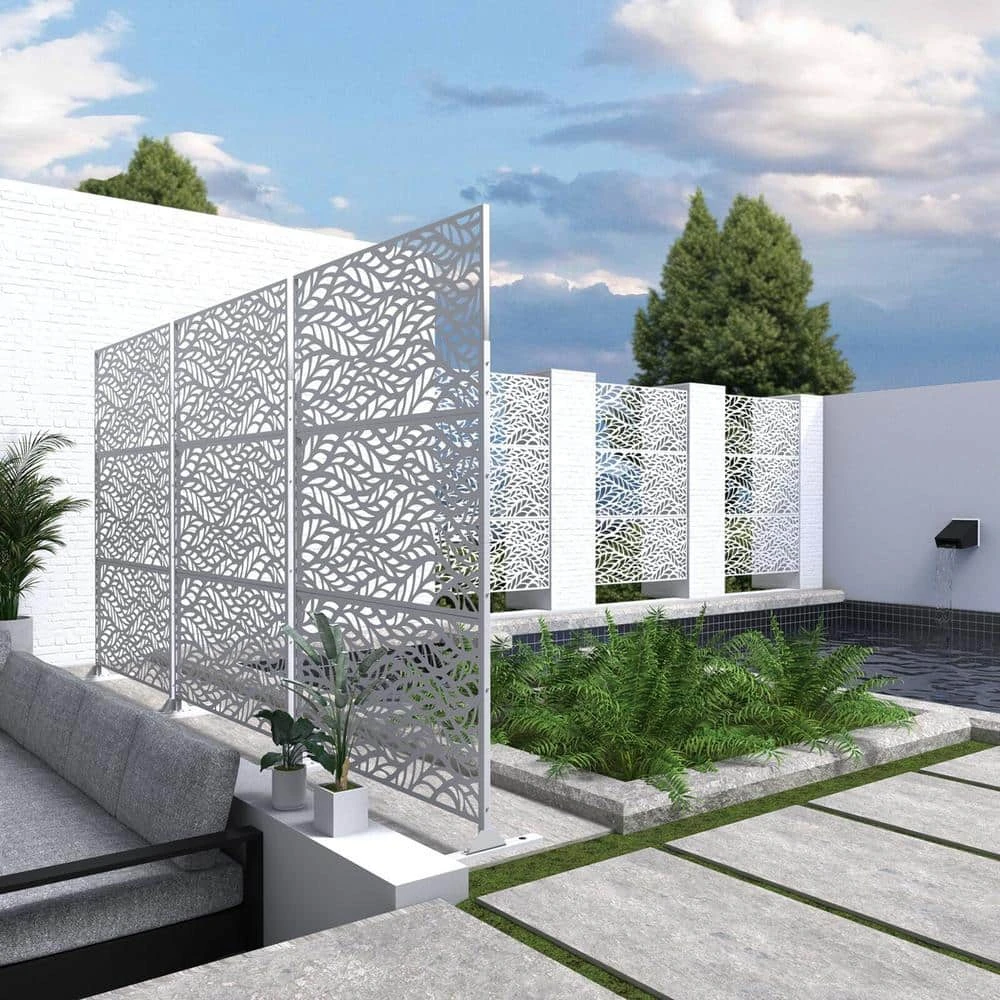 Cheap π 6.5 ft. H x 4 ft. W White Laser Cut Metal Privacy Screen 3-Panels by Unbranded β€οΈ 5 Cheap π 6.5 ft. H x 4 ft. W White Laser Cut Metal Privacy Screen 3-Panels by Unbranded β€οΈ - Image 3