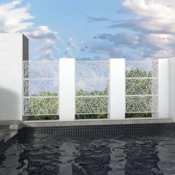 Best Sale 👍 White 76 in. H x 47 in. D Steel Patio Laser Cut Privacy Screen (3 Panels in 1 Set) by Afoxsos ❤️ -Cheap Fence Gates Plus Store white outdoor privacy screens hddb337 fa 1000