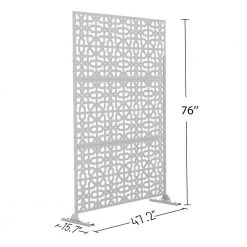 Best Sale ✔️ 6.5 ft. H x 4 ft. W Laser Cut Metal Privacy Screen in White, 24 in. x 48 in. x 3 in. Panels by Unbranded 😉