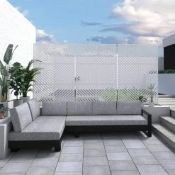 Cheap ✔️ 6.5 ft. H x 4 ft. W Outdoor Laser Cut Metal Privacy Screen in White, 24 in. x 48 in. x 3 Panels by Unbranded 🛒 -Cheap Fence Gates Plus Store white outdoor privacy screens st725b 250 4f 1000