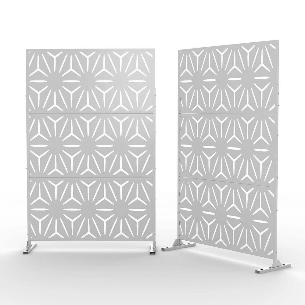 New โค๏ธ 6.5 ft. H x 4 ft. W Laser Cut Metal Privacy Screen in White 24 in. x 48 in. x 3 Panels by Unbranded ๐ 6 New โค๏ธ 6.5 ft. H x 4 ft. W Laser Cut Metal Privacy Screen in White 24 in. x 48 in. x 3 Panels by Unbranded ๐ - Image 4