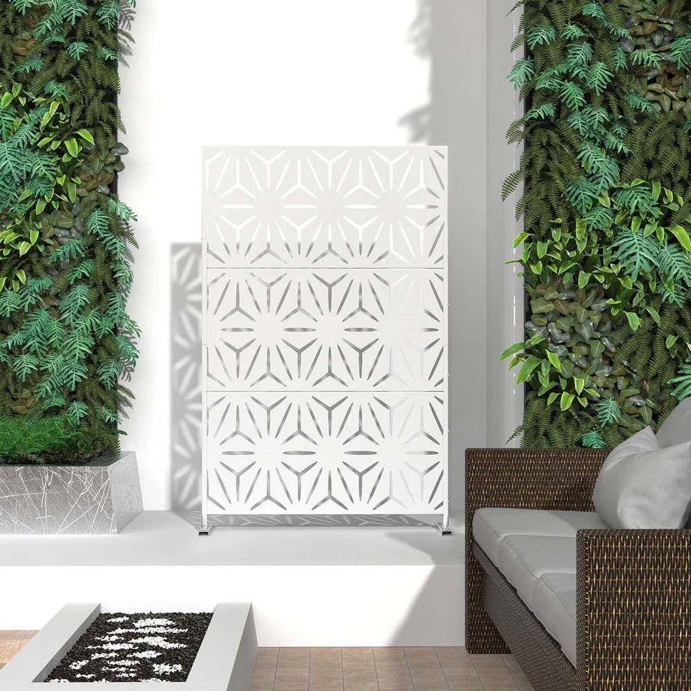 New โค๏ธ 6.5 ft. H x 4 ft. W Laser Cut Metal Privacy Screen in White 24 in. x 48 in. x 3 Panels by Unbranded ๐ 4 New โค๏ธ 6.5 ft. H x 4 ft. W Laser Cut Metal Privacy Screen in White 24 in. x 48 in. x 3 Panels by Unbranded ๐ - Image 2