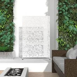 Outlet 😍 6.5 ft. H x 4 ft. W Patio Laser Cut Metal Privacy Screen in White 3 Panels by Unbranded 😀 -Cheap Fence Gates Plus Store white outdoor privacy screens sw pm wh 06 4f 1000