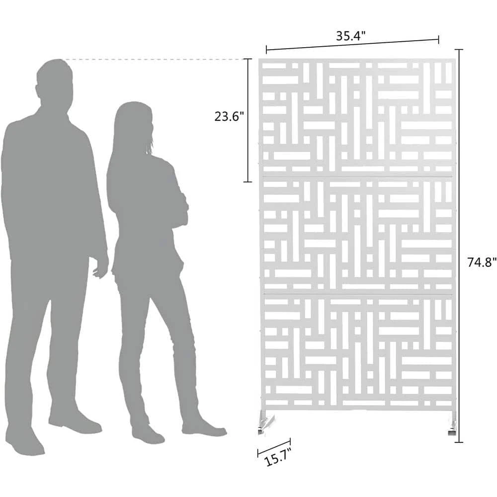 Discount โจ 6.3 ft. H x 3.9 ft. W White Laser Cut Metal Privacy Screen 3 Panels by Unbranded ๐ 6 Discount โจ 6.3 ft. H x 3.9 ft. W White Laser Cut Metal Privacy Screen 3 Panels by Unbranded ๐ - Image 4