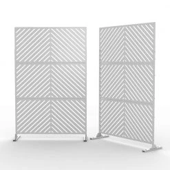 Buy 🛒 6.5 ft. H x 4 ft. W White Laser Cut Metal Privacy Screen 3 Panels (24 in. x 48 in. x 3 panels) by Unbranded 🔥