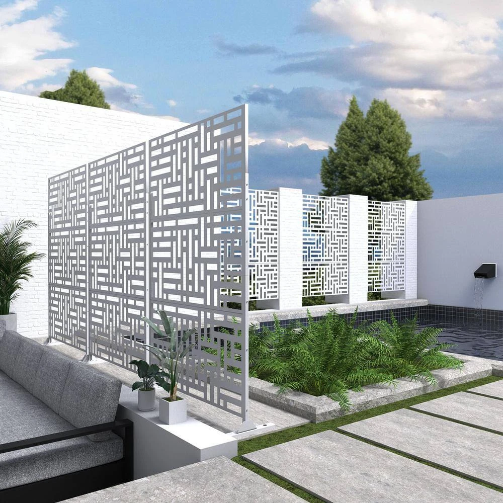 New 🌟 6.33 ft. H x 3.93 ft. W Laser Cut Metal Privacy Screen in White by Unbranded 💯 6 New 🌟 6.33 ft. H x 3.93 ft. W Laser Cut Metal Privacy Screen in White by Unbranded 💯 - Image 4