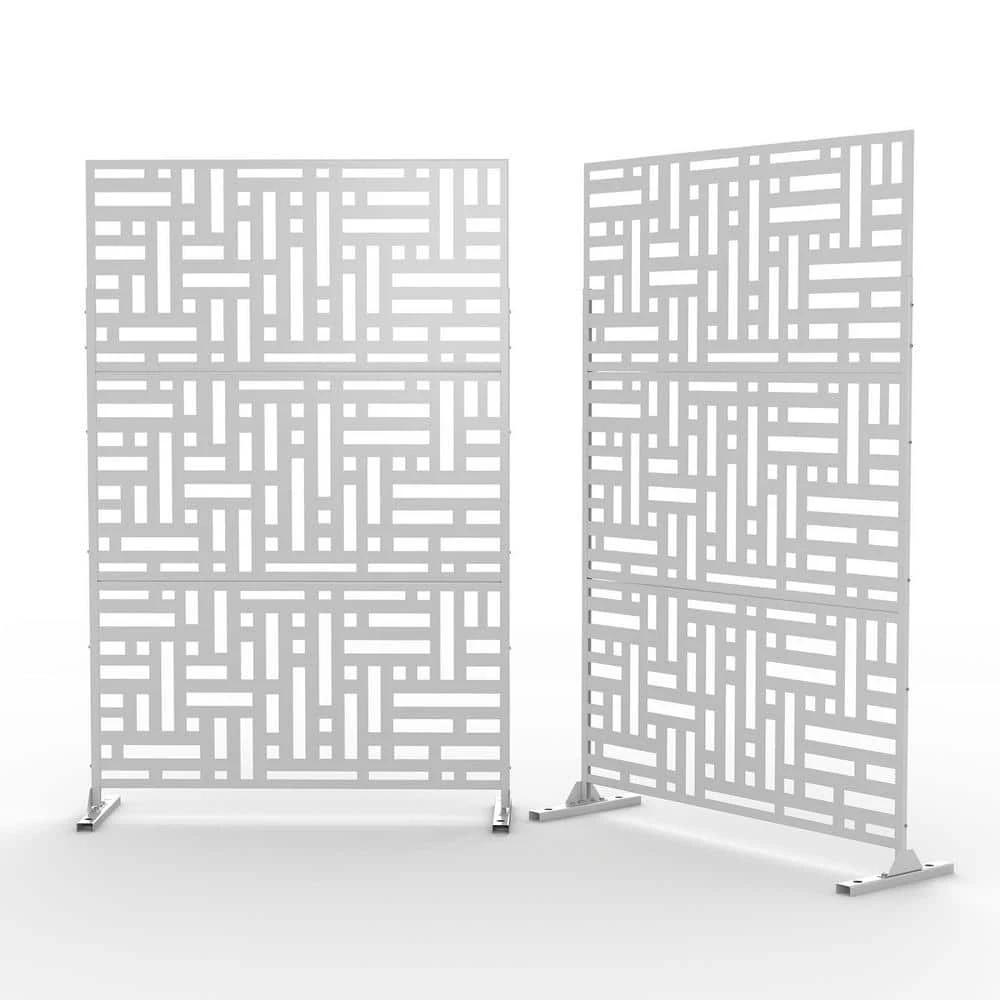 New 🌟 6.33 ft. H x 3.93 ft. W Laser Cut Metal Privacy Screen in White by Unbranded 💯 3 New 🌟 6.33 ft. H x 3.93 ft. W Laser Cut Metal Privacy Screen in White by Unbranded 💯