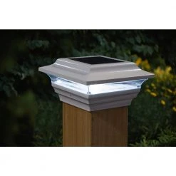 Best deal 🌟 Imperial 4 in. x 4 in. Outdoor White Cast Aluminum LED Solar Post Cap (2-Pack) by Classy Caps 😉 -Cheap Fence Gates Plus Store white powder coated cast aluminum classy caps deck post caps sl211w 4f 1000