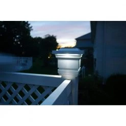 Outlet ⭐ Classy 4 in. x 4 in. Outdoor White Vinyl LED Solar Post Cap (2-Pack) by Classy Caps ✔️ -Cheap Fence Gates Plus Store white pvc classy caps deck post caps sl074w 4f 1000