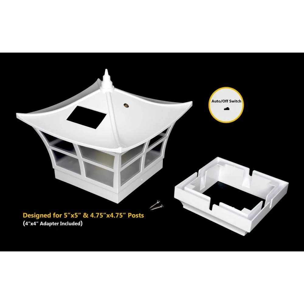 Coupon ⭐ Ambience 5 in. x 5 in. Outdoor White Vinyl LED Solar Post Cap (2-Pack) by Classy Caps ⭐ 6 Coupon ⭐ Ambience 5 in. x 5 in. Outdoor White Vinyl LED Solar Post Cap (2-Pack) by Classy Caps ⭐ - Image 4
