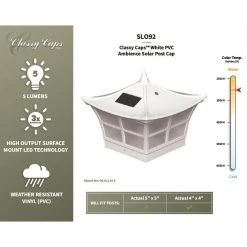 Coupon ⭐ Ambience 5 in. x 5 in. Outdoor White Vinyl LED Solar Post Cap (2-Pack) by Classy Caps ⭐ 18 Coupon ⭐ Ambience 5 in. x 5 in. Outdoor White Vinyl LED Solar Post Cap (2-Pack) by Classy Caps ⭐ -Cheap Fence Gates Plus Store white pvc classy caps deck post caps slo92 76 1000