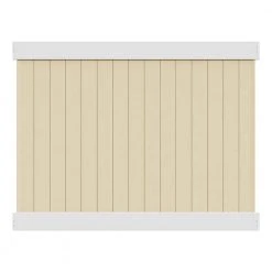 Best Sale ✔️ Roosevelt 6 ft. H x 8 ft. W Two-Toned White and Sand Vinyl Privacy Fence Panel Kit by Veranda ✨