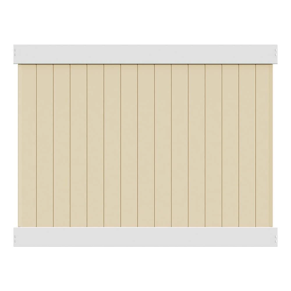 Best Sale ✔️ Roosevelt 6 ft. H x 8 ft. W Two-Toned White and Sand Vinyl Privacy Fence Panel Kit by Veranda ✨ 3 Best Sale ✔️ Roosevelt 6 ft. H x 8 ft. W Two-Toned White and Sand Vinyl Privacy Fence Panel Kit by Veranda ✨