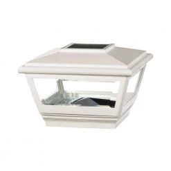 Wholesale 👍 4 in. x 4 in. White Vinyl Solar Pyramid Post Cap with White Base by Veranda 🤩