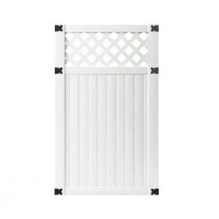Brand new ✨ 3-1/2 ft. W x 6 ft. H White Vinyl Lewiston Lattice Top Fence Gate by Veranda 🎉