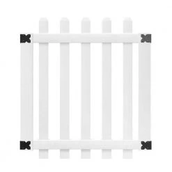 Budget ✔️ 3-1/2 ft. W x 4 ft. H White Vinyl Glendale Spaced Picket Fence Gate with 3 in. 🥰 Dog Ear Fence Pickets by Veranda ⌛ -Cheap Fence Gates Plus Store white veranda vinyl fence gates 181982 40 1000