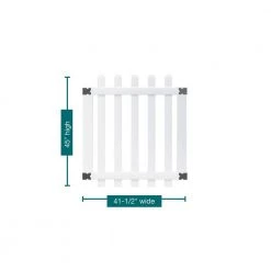 Budget ✔️ 3-1/2 ft. W x 4 ft. H White Vinyl Glendale Spaced Picket Fence Gate with 3 in. 🥰 Dog Ear Fence Pickets by Veranda ⌛ -Cheap Fence Gates Plus Store white veranda vinyl fence gates 181982 76 1000