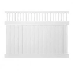Cheap ⌛ Pro-Series 6 ft. H x 8 ft. W White Vinyl Woodbridge Closed Picket Top Fence Panel - Unassembled by Veranda 🛒