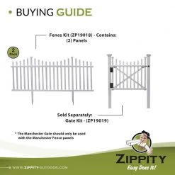 Coupon 🛒 3-1/2 ft. H x 3-1/2 ft. W White Vinyl Manchester Fence Gate Kit with Posts and Hardware by Zippity Outdoor Products 🤩 -Cheap Fence Gates Plus Store white vinyl pvc zippity outdoor products vinyl fence gates zp19019 66 1000