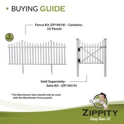 Hot Sale 👍 42 in. H x 92 in. W Manchester Semi-Permanent Vinyl Fence Panel Kit (2-Pack) by Zippity Outdoor Products ⌛ 17 Hot Sale 👍 42 in. H x 92 in. W Manchester Semi-Permanent Vinyl Fence Panel Kit (2-Pack) by Zippity Outdoor Products ⌛ -Cheap Fence Gates Plus Store white vinyl pvc zippity outdoor products vinyl fence panels zp19018 76 1000