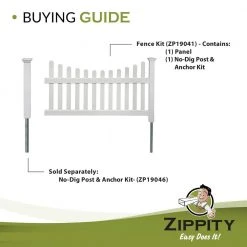 Deals 🤩 3.5 ft. H x 6 ft. W Permanent All American Vinyl Picket Fence Panel Kit with No-Dig Anchor and Cap by Zippity Outdoor Products 🤩 -Cheap Fence Gates Plus Store white vinyl pvc zippity outdoor products vinyl fence panels zp19041 40 1000
