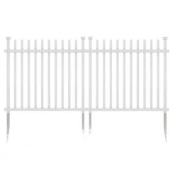 Wholesale ⌛ 3.4 ft. x 3.7 ft. Burbank No-Dig Vinyl Garden Picket Fence Panel (2-Pack) by Zippity Outdoor Products 🎁 -Cheap Fence Gates Plus Store white zippity outdoor products vinyl fence panels zp19057 c3 1000