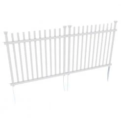 Wholesale ⌛ 3.4 ft. x 3.7 ft. Burbank No-Dig Vinyl Garden Picket Fence Panel (2-Pack) by Zippity Outdoor Products 🎁 -Cheap Fence Gates Plus Store white zippity outdoor products vinyl fence panels zp19057 fa 1000