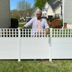 Best Sale 😍 4 ft. x 3.5 ft. Keswick Vinyl Privacy Fence Panel and Screen Kit (2-Pack) by Zippity Outdoor Products ❤️ -Cheap Fence Gates Plus Store white zippity outdoor products vinyl fence panels zp19060 31 1000