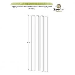 Cheapest 👏 1.75 in. x 3.25 in. x 58 in. White Vinyl In-Ground Mounting System for Hampton Shower by Zippity Outdoor Products 🧨 -Cheap Fence Gates Plus Store zippity outdoor products fence hardware zp19012 4f 1000